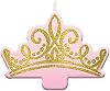 Disney Princess Glitter Candle - 2.5 x 3.5 Pack of 1 | Pink Tiara Shape W Gold Design, Perfect for Birthday Celebrations and Enchanting Decor