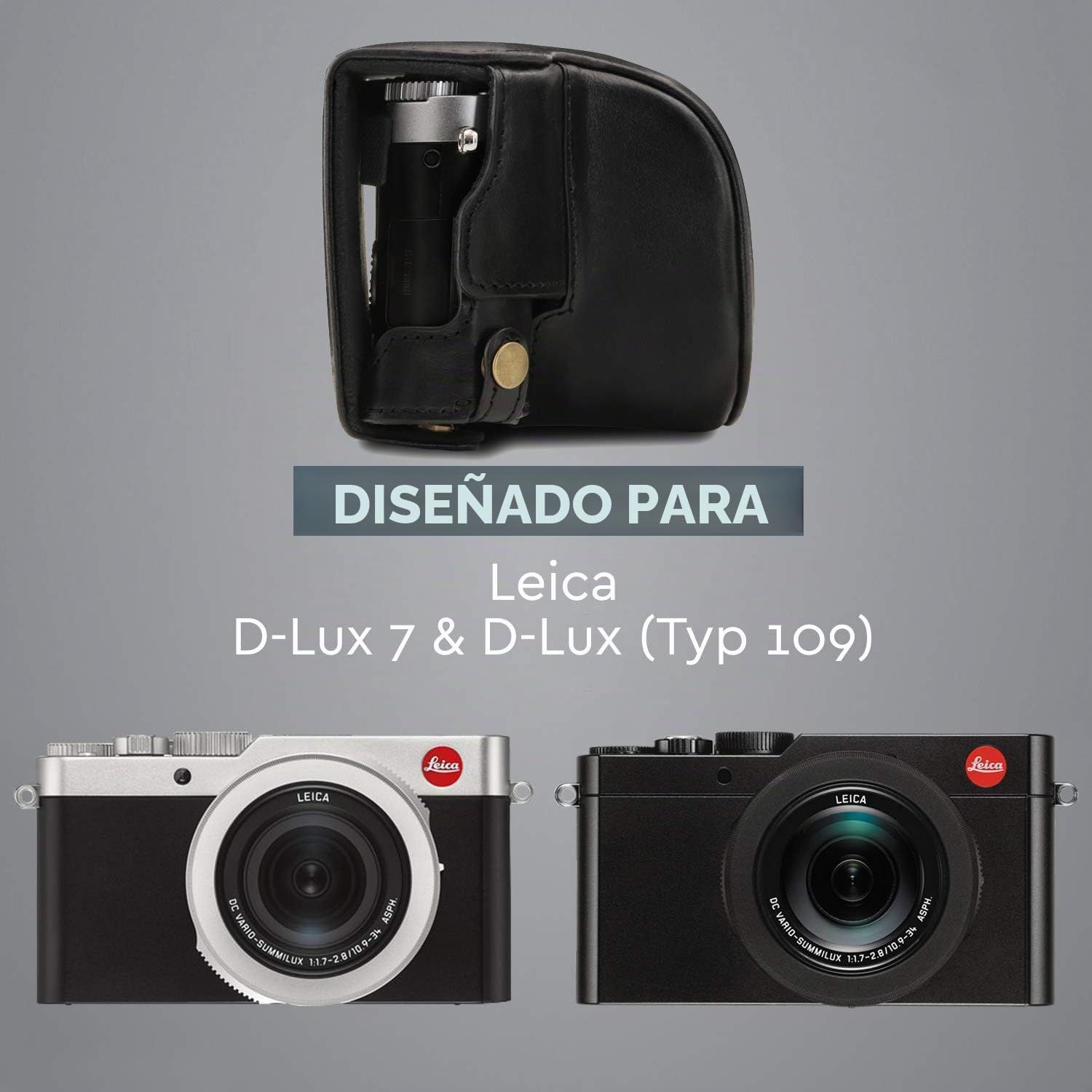 MegaGear Ever Ready - Funda de Piel para cámara de Fotos Compatible con Leica D-Lux 7, D-Lux 8
