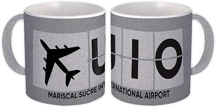 Ecuador Mariscal Sucre Airport Quito UIO : Gift Mug Airline Travel Pilot - Silver Glitter