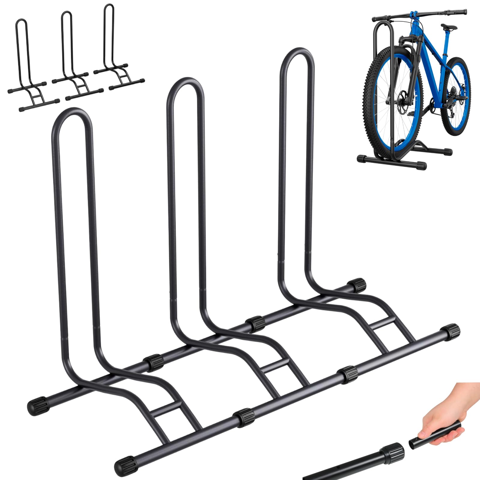 TLGREEN 3 Packs Bicycle Floor Rack Bike Parking Stand, Freestanding Bike Storage Rack Indoor & Outdoor, Suitable for Mountain Bike, Road Bike, for Bicycle with Wheel Diameter Max 29 Inches