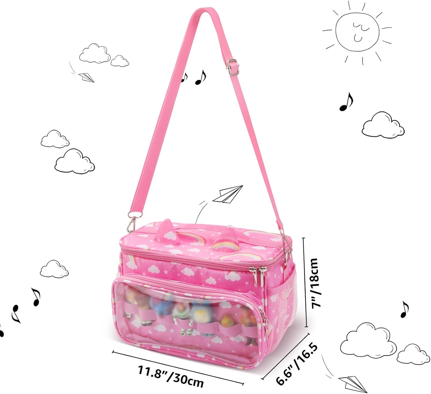 for Tonies Carrying Case, Toniebox 1 2 Case for Tonies Figures,Tonie Characters, Tonies Storage and Organizer with Shoulder Strap,Tonies Box Starter Set,Tonies Headphones Bag (Pink Rainbow) - Image 7