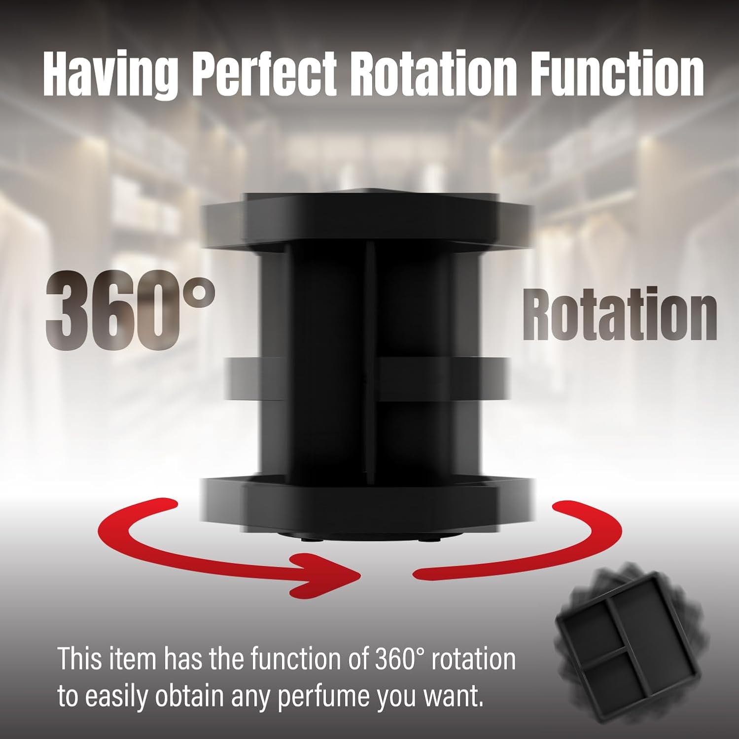 Cologne Organizer for Men, Cologne Stand, 3 Tier Large Capacity Wood Perfume Shelf with Rotate, Desk & Nightstand Organizer, Mens Husband Birthday Gifts Ideas, Christmas Gifts for Men (Black) (Model 1)