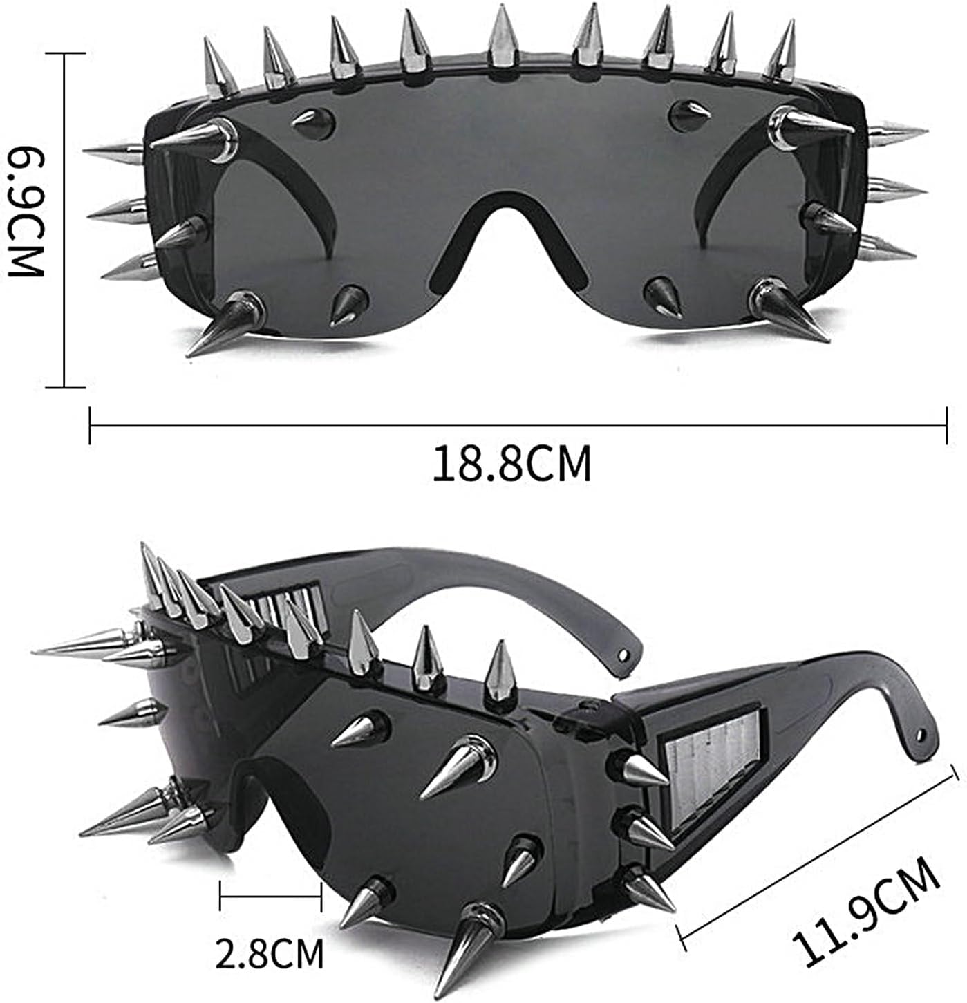 COTIA/Punk Rocker Large Shield Spike Fashion Novelty Club Party Sunglasses