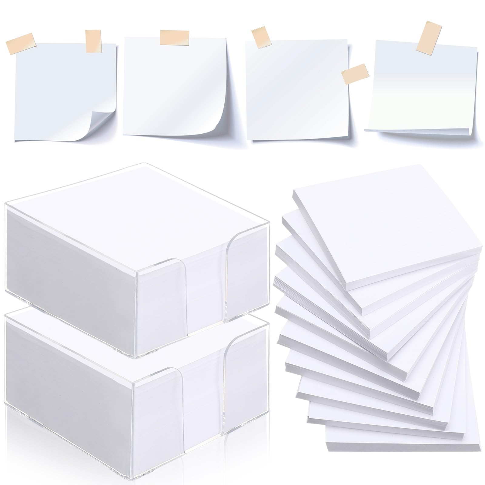 Photo 1 of 1000 Pieces Small Note Pad 3.4 Inch x 3.4 Inch Square Memo Cube Refill Memo Pads with Cube Non Sticky Mini Paper Reminders Office Writing Supplies Crafts(White)