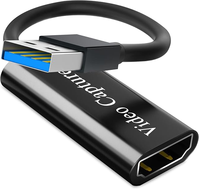 DIWUER Capture Card, 4K HDMI to USB 3.0 Video Capture Device, 1080P HD 30fps Broadcast Live and Record Video Audio Grabber for Gaming, Streaming, Teaching, Video Conference