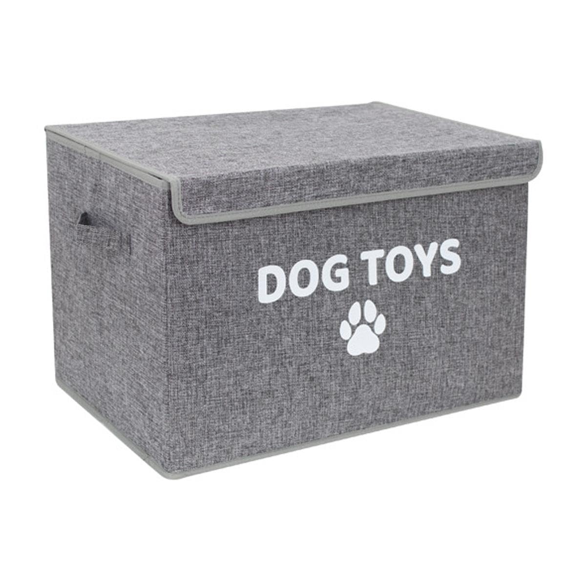 YöL Folding Dog Toy Storage Box 53×35×35cm with Handles & Lid - Durable Polyester Pet Toy Organiser Collapsible Design Paperboard Base Home Storage Solution for Dogs and Puppies