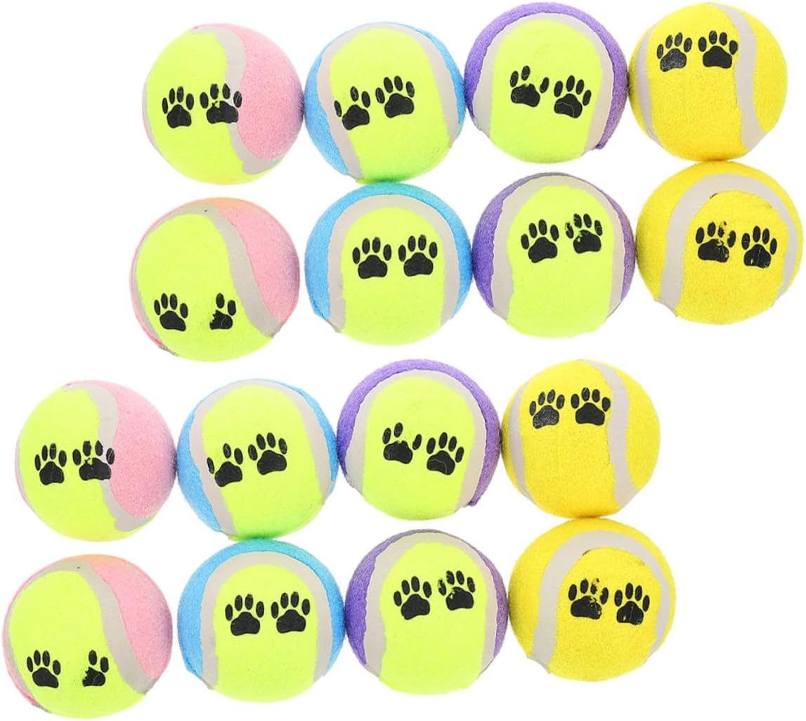 16pcs Dog Throwing Balls Plush Rubber Puppy 7cm Diameter Interactive Outdoor Activity for Training and Fetching Small Dogs Random Color