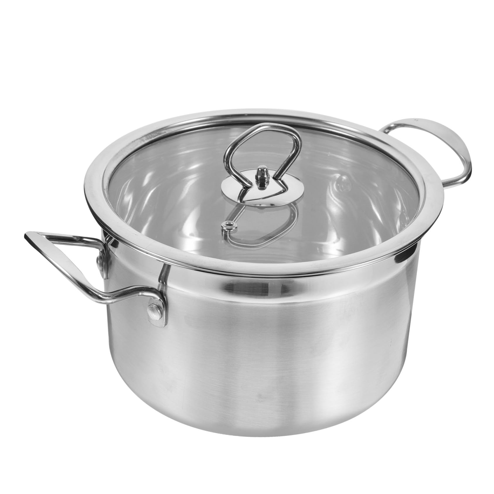 Casserole à soupe en acier inoxydable 20 cm avec double poignée et couvercle pour cuisine