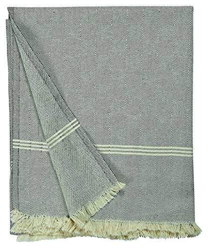 Image of 100% Cotton Soft Beautiful 3D Chek Single Bed Size Skin Friendly Summer AC Blanket /Khes /Dohar /Top Sheet Set /Chadar (Grey&Black)