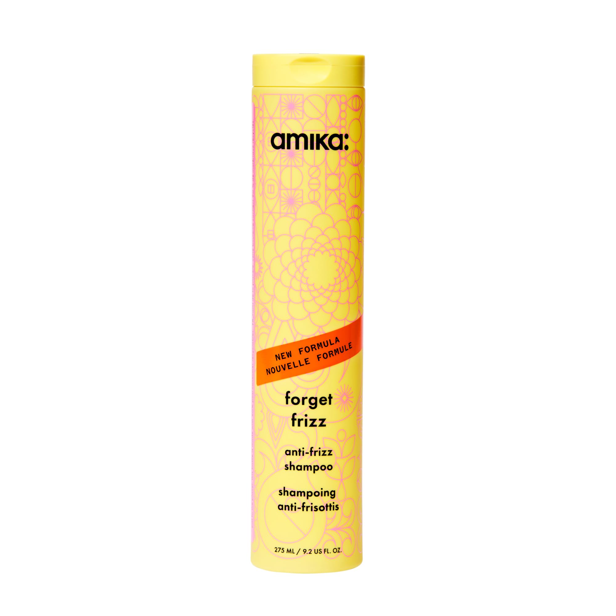 amika Forget Frizz - Champú antiencrespamiento, 275 ml, champú alisador contra el encrespamiento, protección contra la humedad y suavidad hasta 72 horas, para cabello encrespado y seco, vegano, sin