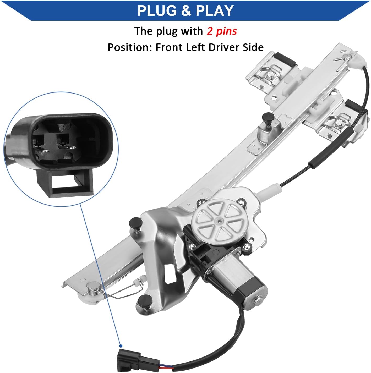 Obaee 741-762 Front Left Driver Side Power Window Regulator with Motor Assembly Compatible with Buick Lesabre 2000-2005, Replace OE 25713422, 25750513, 25769928