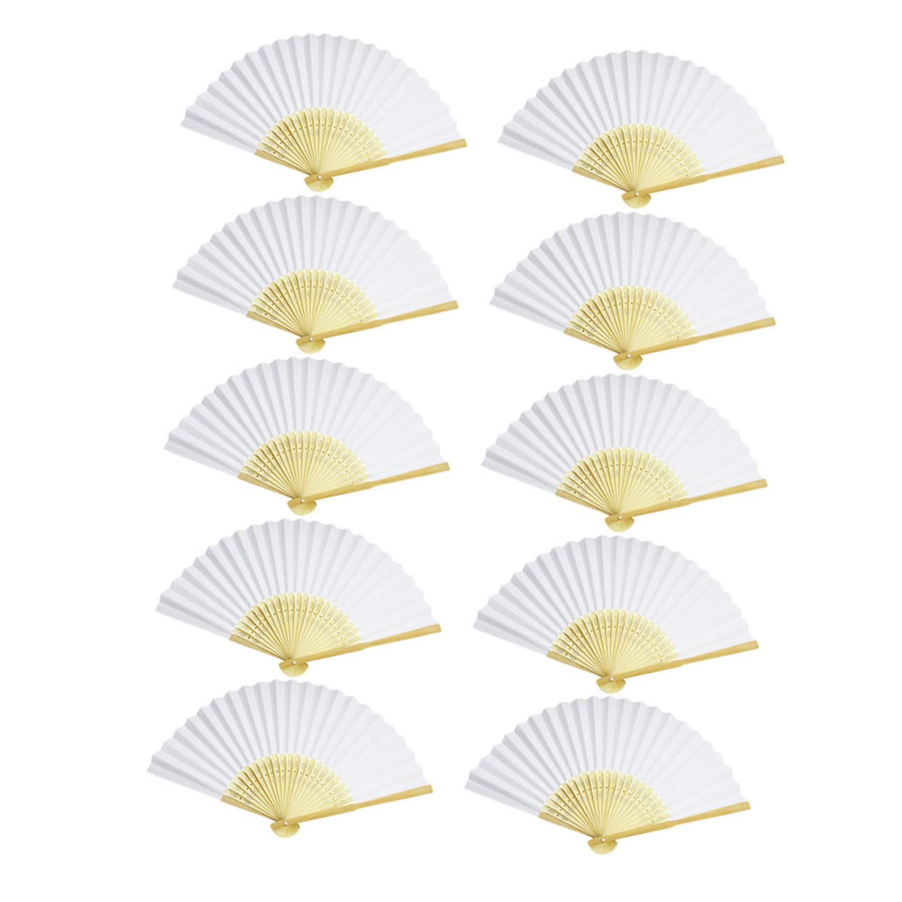 Gogogmee 10pcs DIY Drawing Paper Folding Fans for Kids, Wooden Blank Handheld Fans for Art Craft Projects and Improving Hand-Eye Coordination in Children