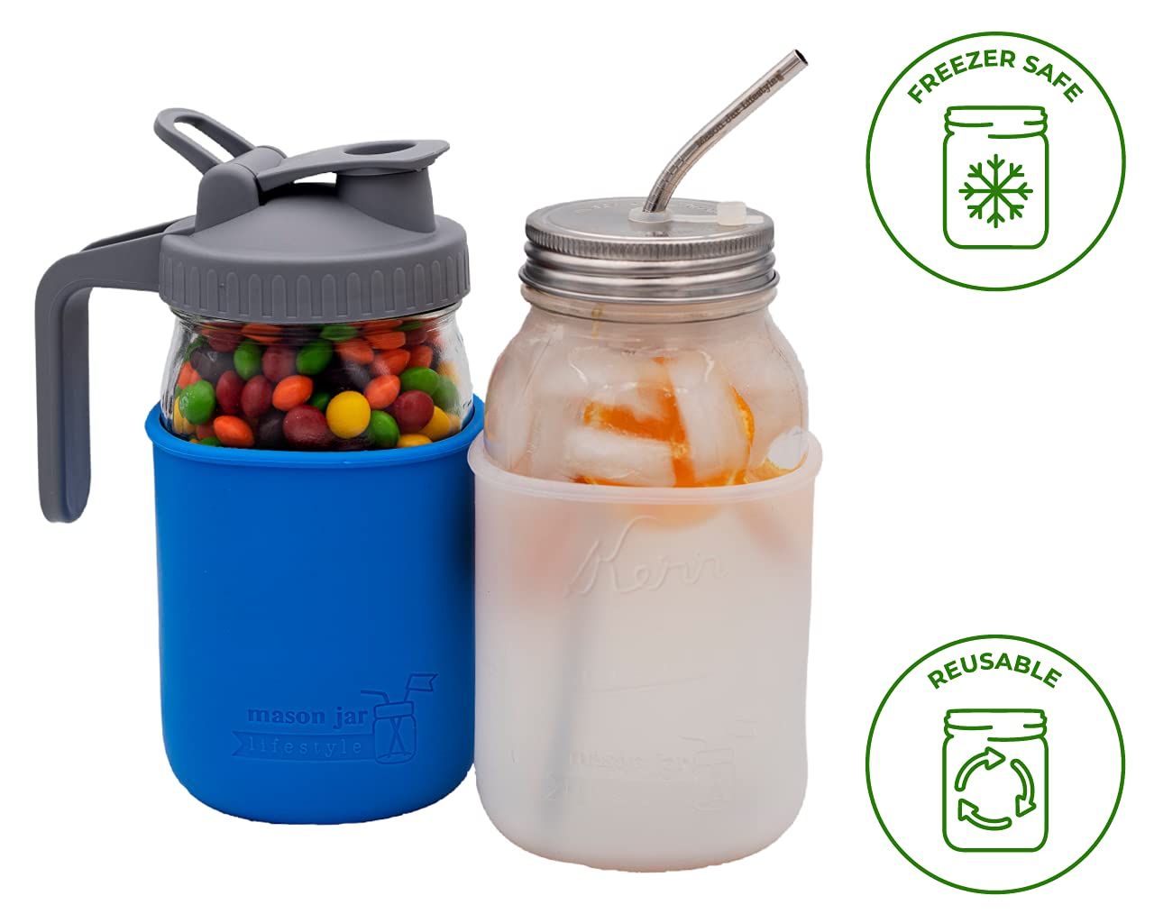 Mason Jar Silikonhüllen – 2 Stück, Anthrazit, Für 113 Ml Einmachgläser, Schützt Vor Bruch