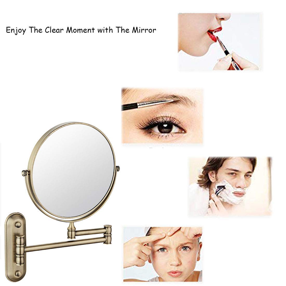 Amazon.co.jp: 壁掛けバニティメイクアップミラー 8インチ 3倍の倍率