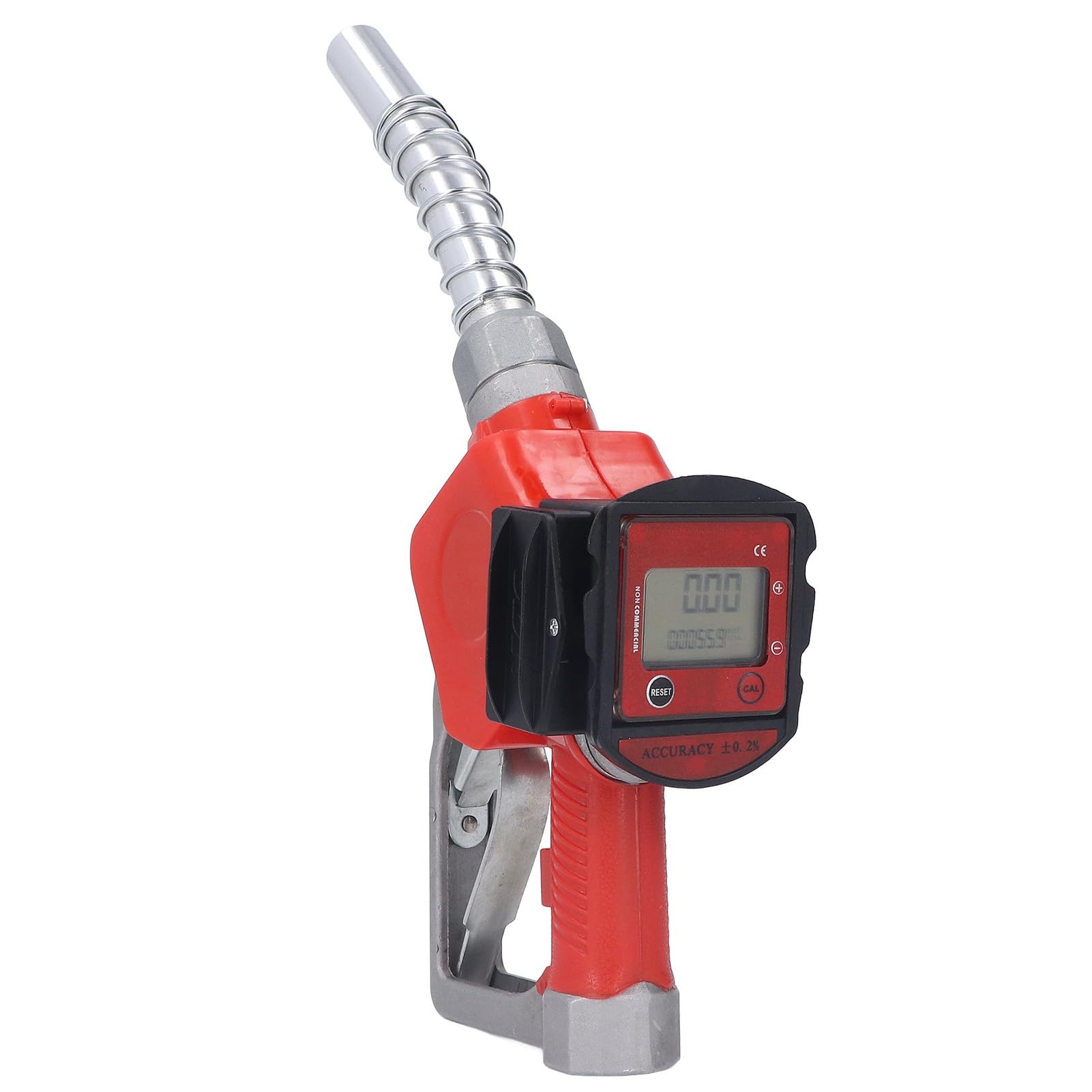 Pistola per Erogazione Carburante Automatica 1 Pollice BSP con Contatore Digitale Lega di Alluminio Ugello con Arresto Automatico per Benzina Cherosene 10-60L/min Blocco a 3 Posizioni
