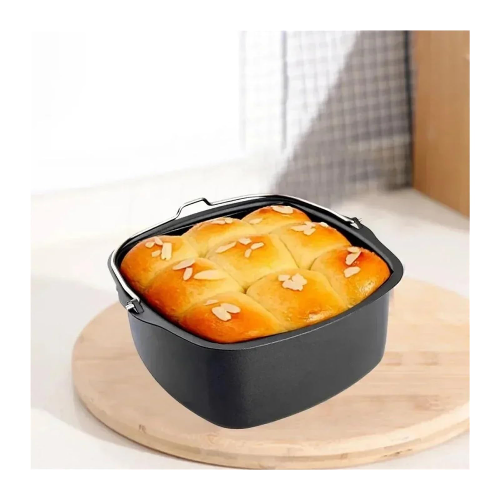 Cesta for freidora de aire cuadrada de acero antiadherente | Plato de barril, cesta for asar, molde for hornear, accesorio de cocina(21cm-8inch)