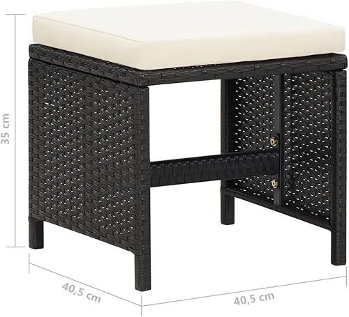 Miniatura 2 de Taburetes de patio 4 piezas con cojines de ratán de polietileno negro sillas de patio Sillas para Comedor para playa, picnic, terraza, estudio