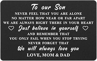 Son Wallet Card from Mom and Dad, to Our Son Birthday Gifts Cards from Parents, Believe in Yourself Son, Son Graduation Card from Both, Son Deployed, Birthday Christmas Presents