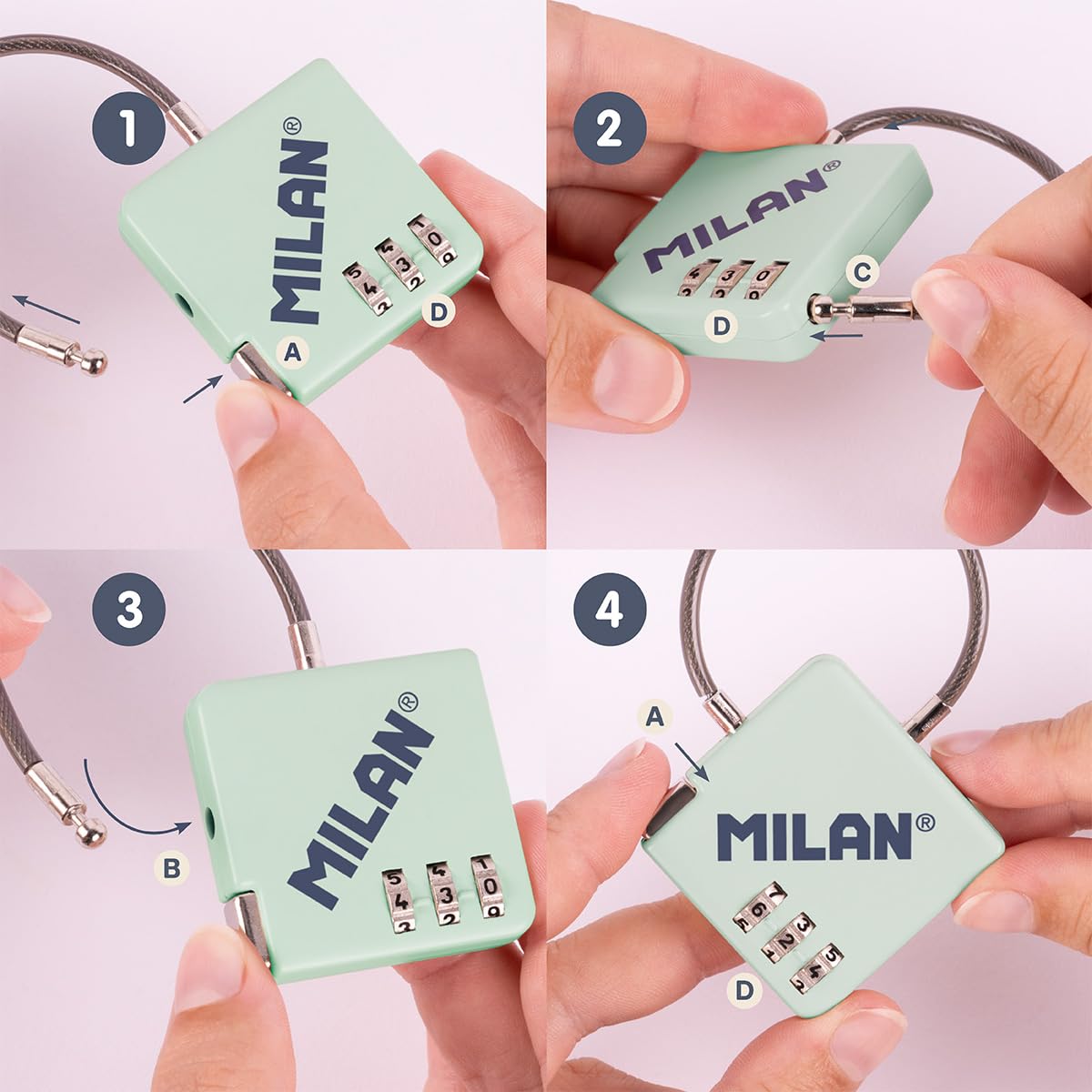 MILAN® Candado con cierre de combinación, colección 430 since 1918, verde