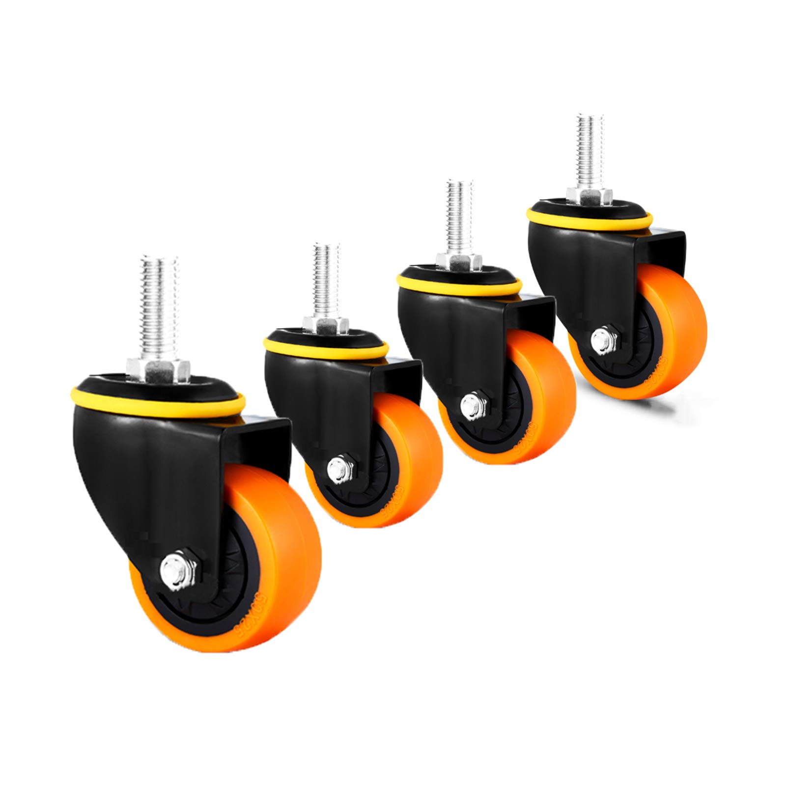 GBRJUYF Heavy-Duty 2-Inch Rubber Swivel Cs Industrial Transport Wheels & Quiet Polyurethane Ideal for Trolleys Equipment & Machines 10mm Stem