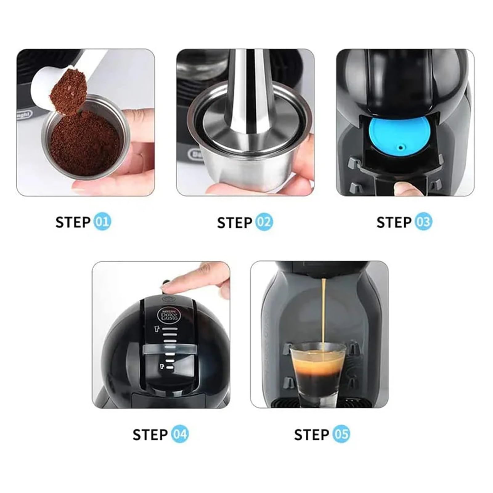Cápsula De Café Recargable De Acero Inoxidable, Compatible Con Dolce Gusto Y Nescafé.(2set)