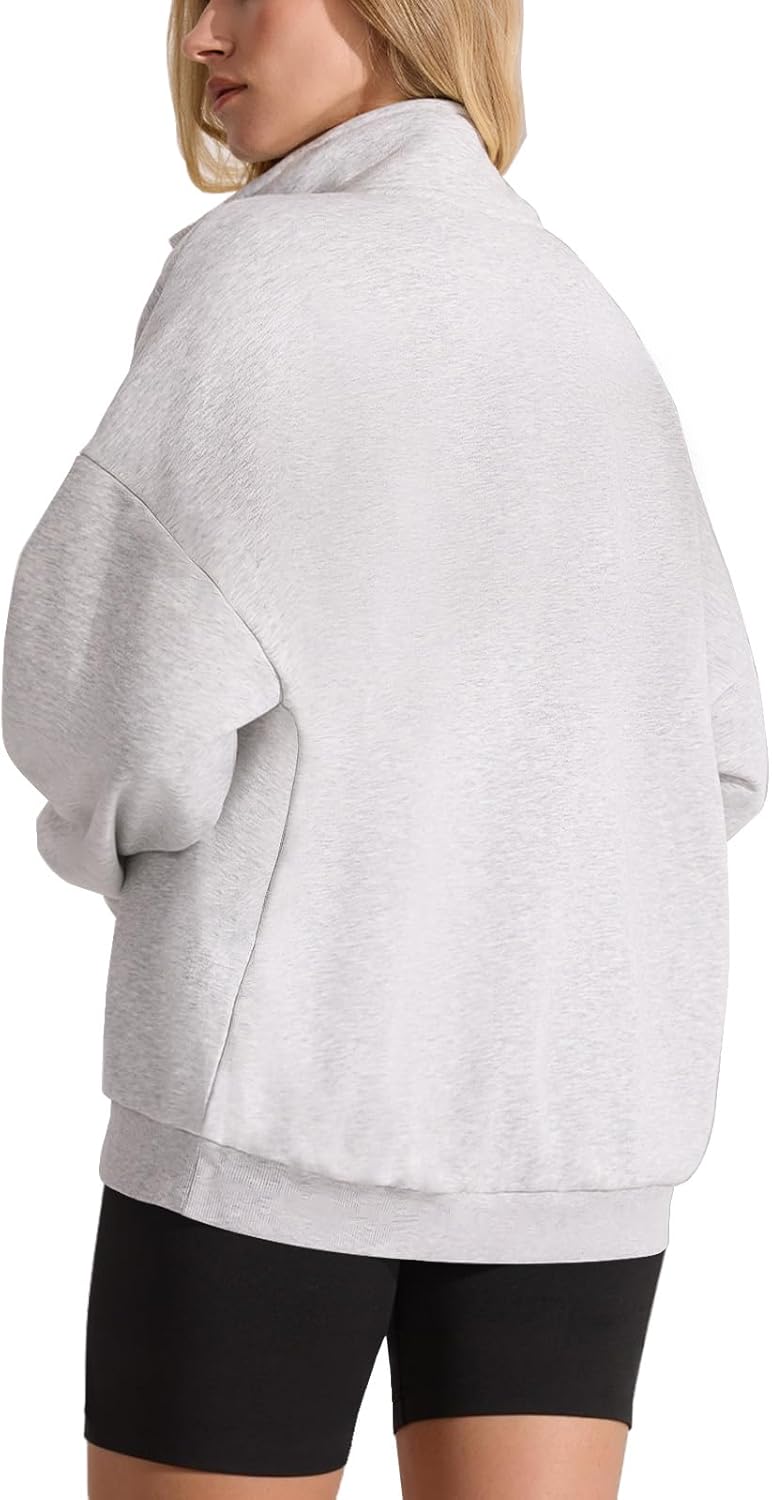 Womens Oversized Sweatshirt Button Fleece Henley Neck Pullover Top Casual Fall Fashion Outfits Clothes - Image 4