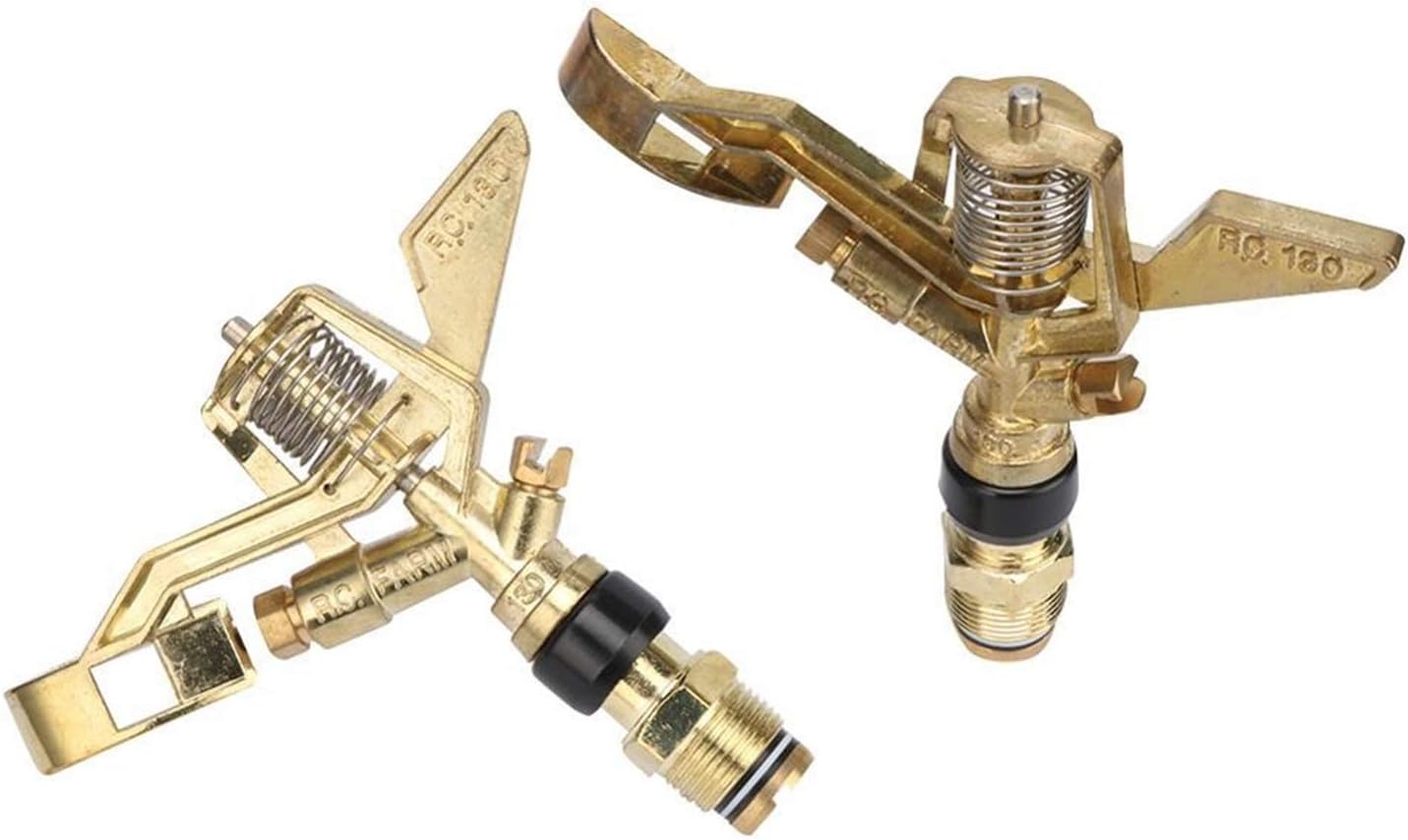 Irrigation Dripper 2 3/4" Brass Externally Threaded Rocker Sprinklers, 360 Gear-Driven Rotating Nozzles for Garden Yard, Gardening and Agricultural Irrigation