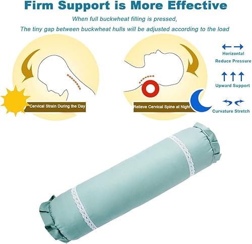 Miniatura 2 de Almohada de cuello de trigo sarraceno para reclinable, fillows cervicales, cómoda almohada cervical de apoyo lumbar, almohada cilíndrica redonda