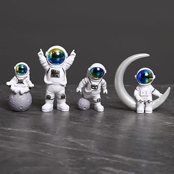 LUOZZY 4Pcs Astronaut Cake Toppers Mini Spaceman Figurines for Space Party