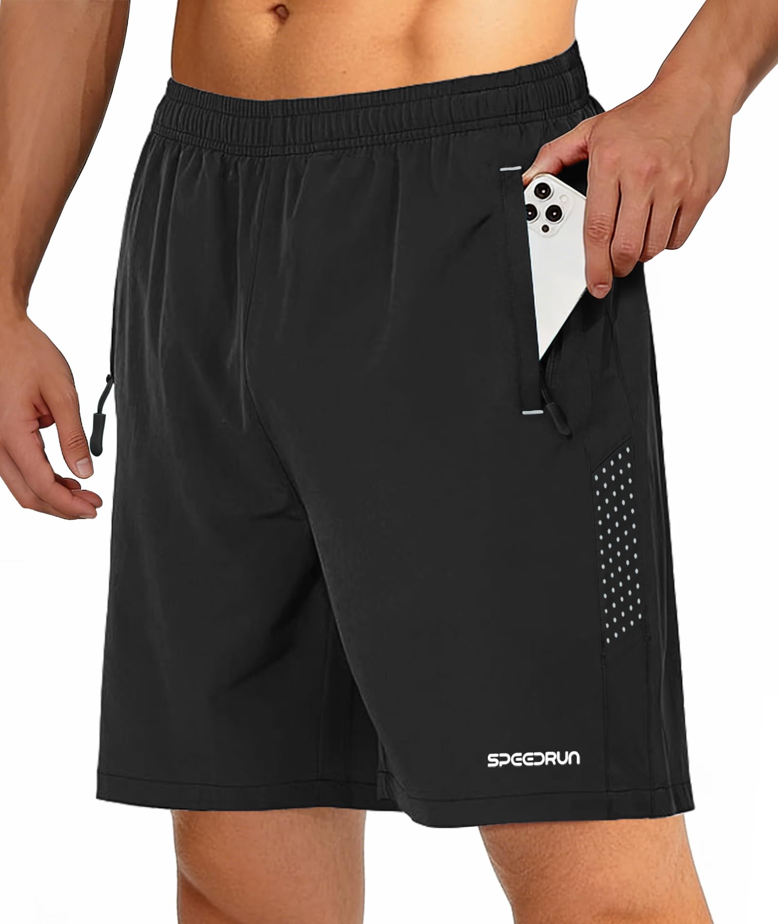ZITY Mens Running Athletic Shorts with Zipper Pockets 7 Lightweight Moisture Wicking Sports Gym Basketball Hiking Workout