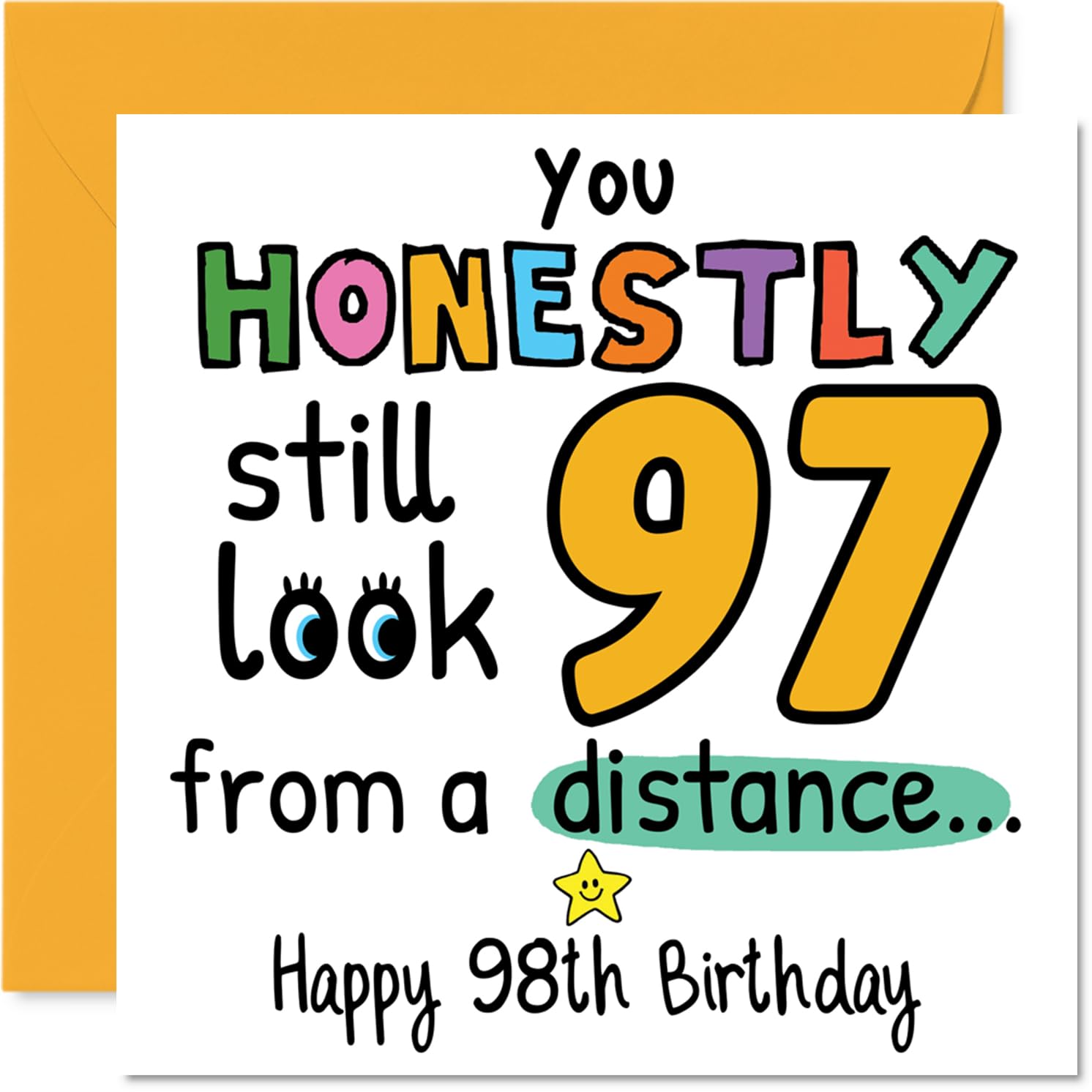 98th Birthday Cards for Women Men - From a Distance - Happy Birthday Card for 98 Year Old Woman Man Nan Uncle Nanny Auntie, 145mm Bday Greeting Cards