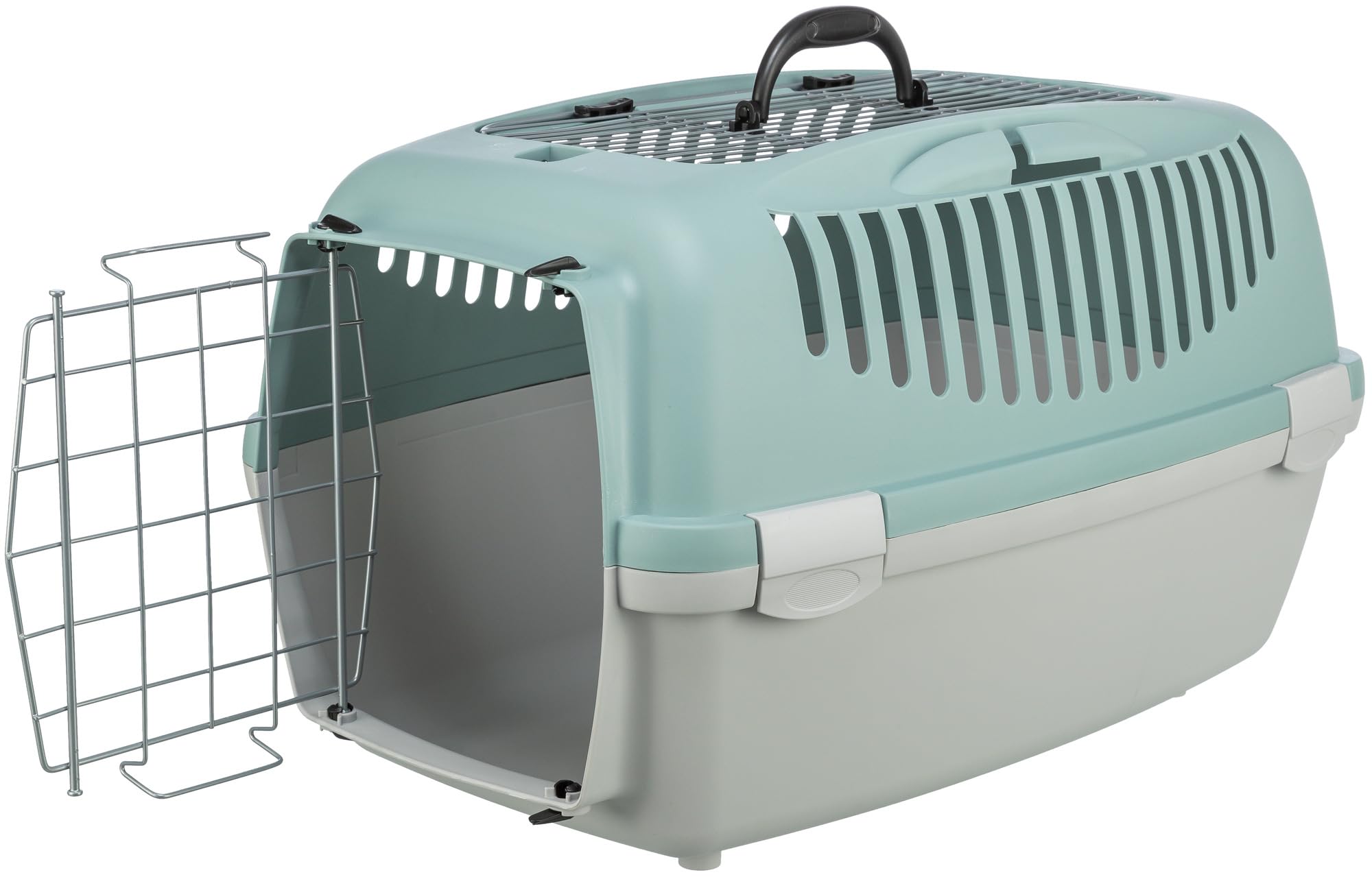 TRIXIE Transportbox Capri 3 Open Top – Transportbox für Hunde und Katzen bis 12kg – Tragebox für Haustiere, mit Metalltür vorne und praktischem Metallgitter Oben für einfachen Zugang - 39869