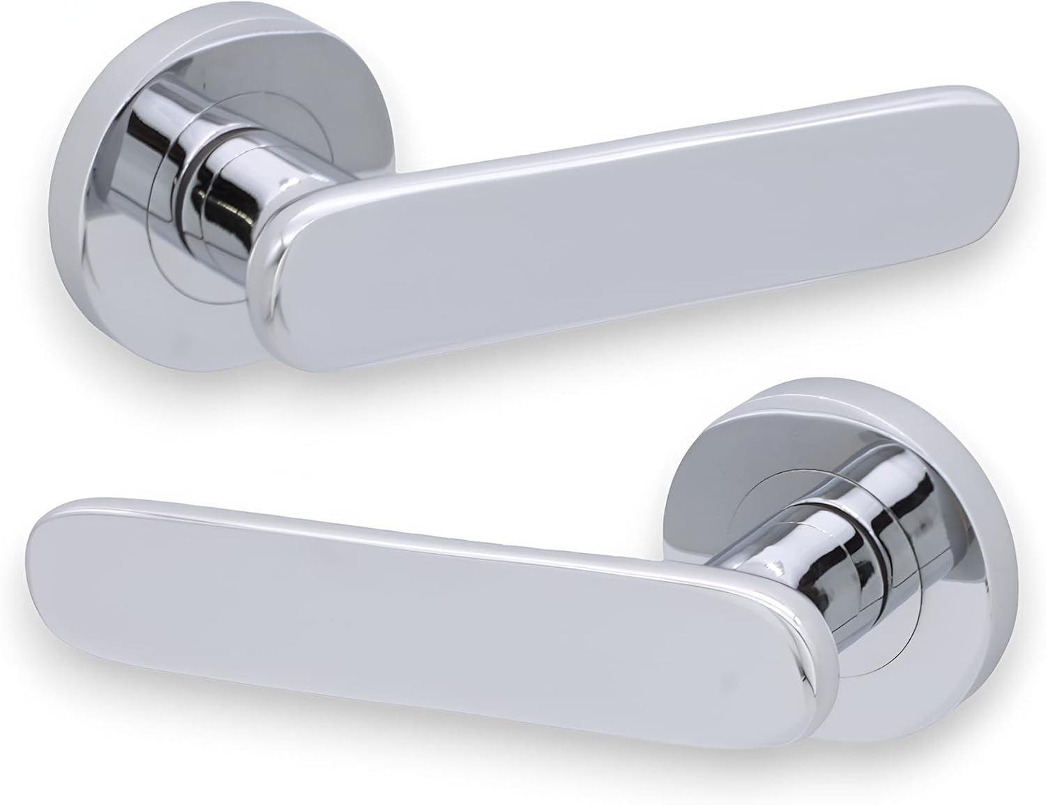 Infinity Decor Pack of Modern Solid Brass 'Sky' Internal Lever on Rose Door Handle Set in Polished Chrome Finish - Heavy Quality Handles