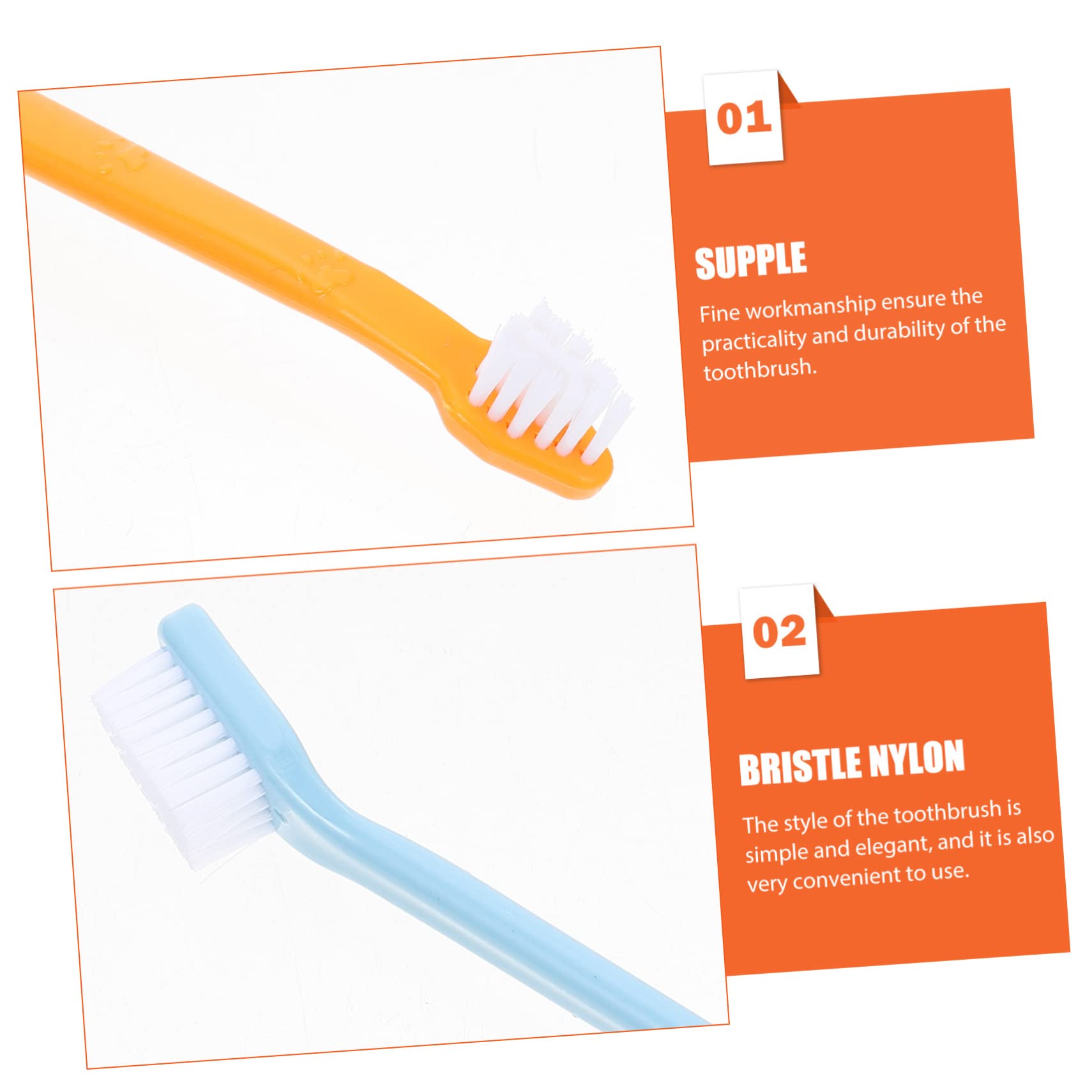 Totority 10pcs Puppy Tooth Brush Set Portable Pet Dual Head Toothbrush for Dog Cat Care