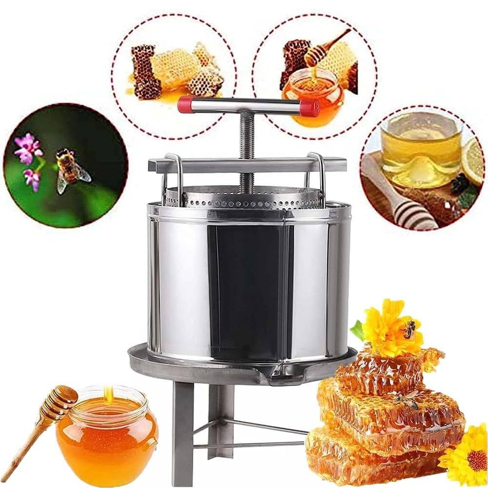 Esta máquina extractora de Miel Manual, máquina Multifuncional para prensar Vino de Frutas, Extractor de Cera de Abejas, Acero Inoxidable (B)