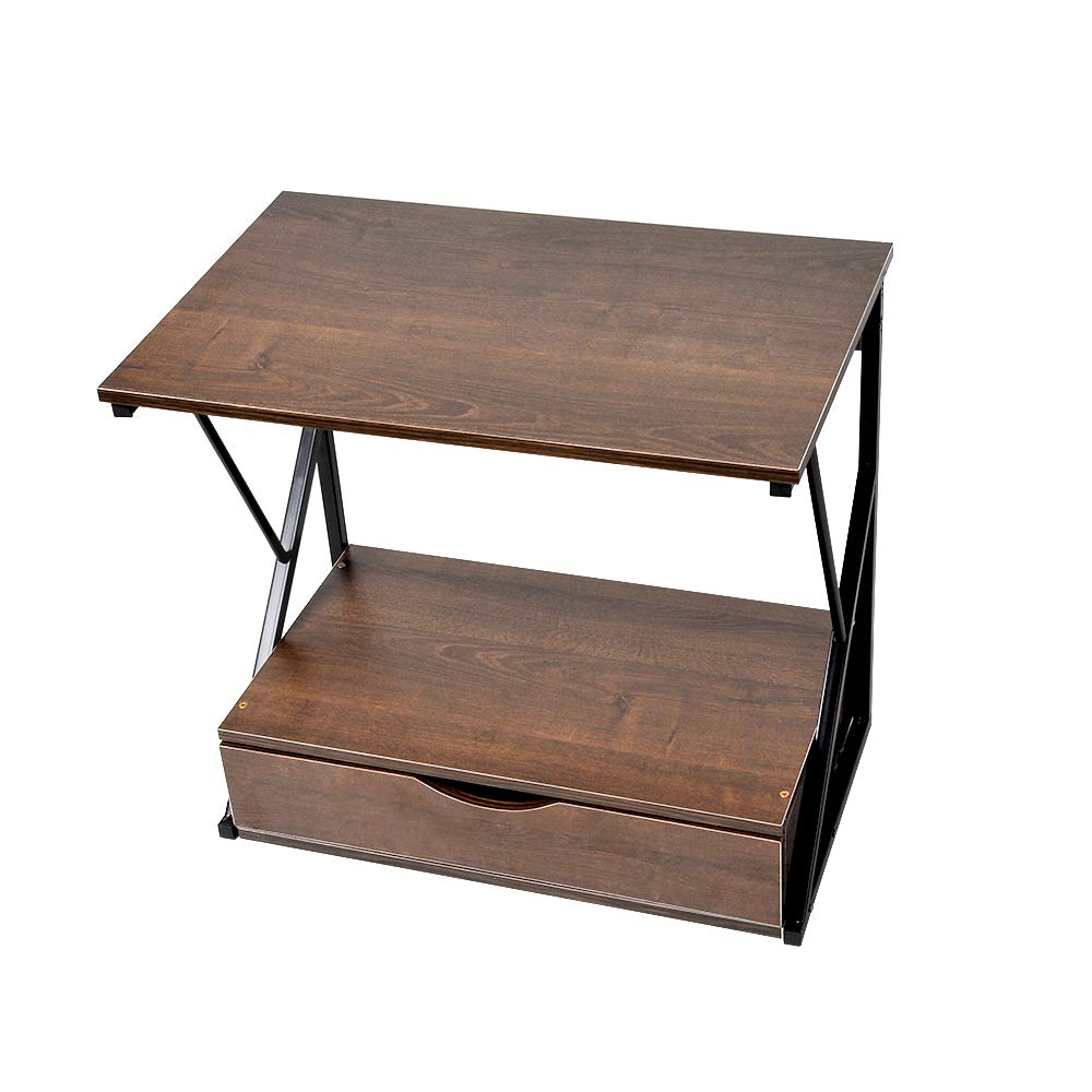 Mikrowellenregal mit Schublade, 2-stufiges Küchenregal aus Holz & Metall, Stabiler Küchenorganizer für Arbeitsplatte, Ablage für Mikrowelle, Toaster & Küchengeräte (Eiche/Schublade)