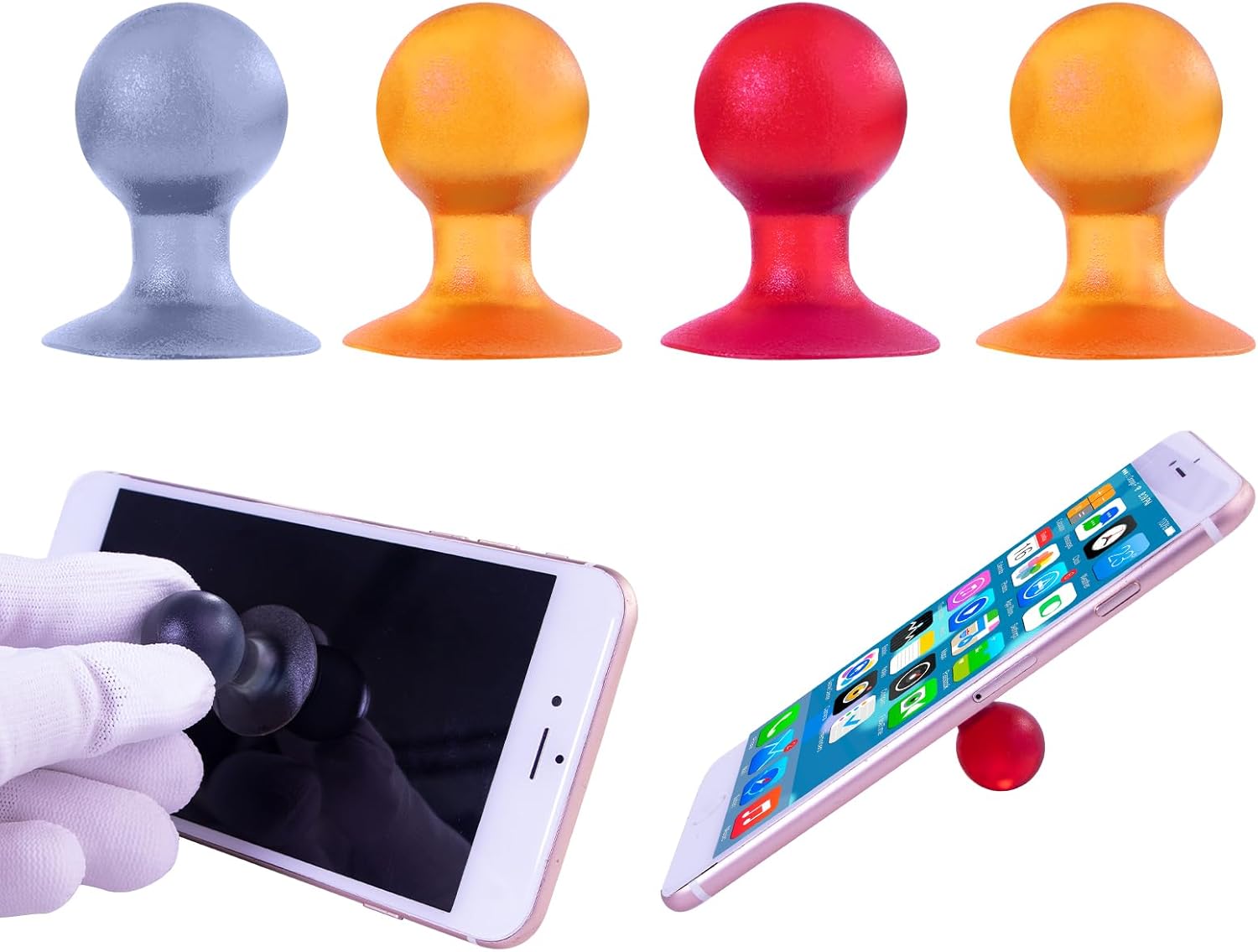 4 Pcs Universal Mini Rubber Octopus Sucker Silicone Bracket Phone Holder Soft Silicone Ball Suction Cup Stand for Mobile Phone Screen Back Cover Repair Disassembly Auxiliary Tool,Random Color 4 Pcs Universal Mini Rubber Octopus Sucker Silicone Bracket Phone Holder Soft Silicone Ball Suction Cup Stand for Mobile Phone Screen Back Cover Repair Disassembly Auxiliary Tool,Random Color