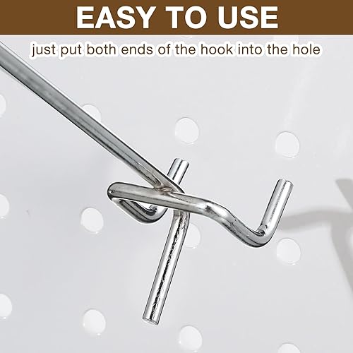 Miniatura 10 de Paquete de 100 ganchos de acero inoxidable para tablero de clavijas, ganchos de exhibición para tablero de clavijas, soportes para tablero de