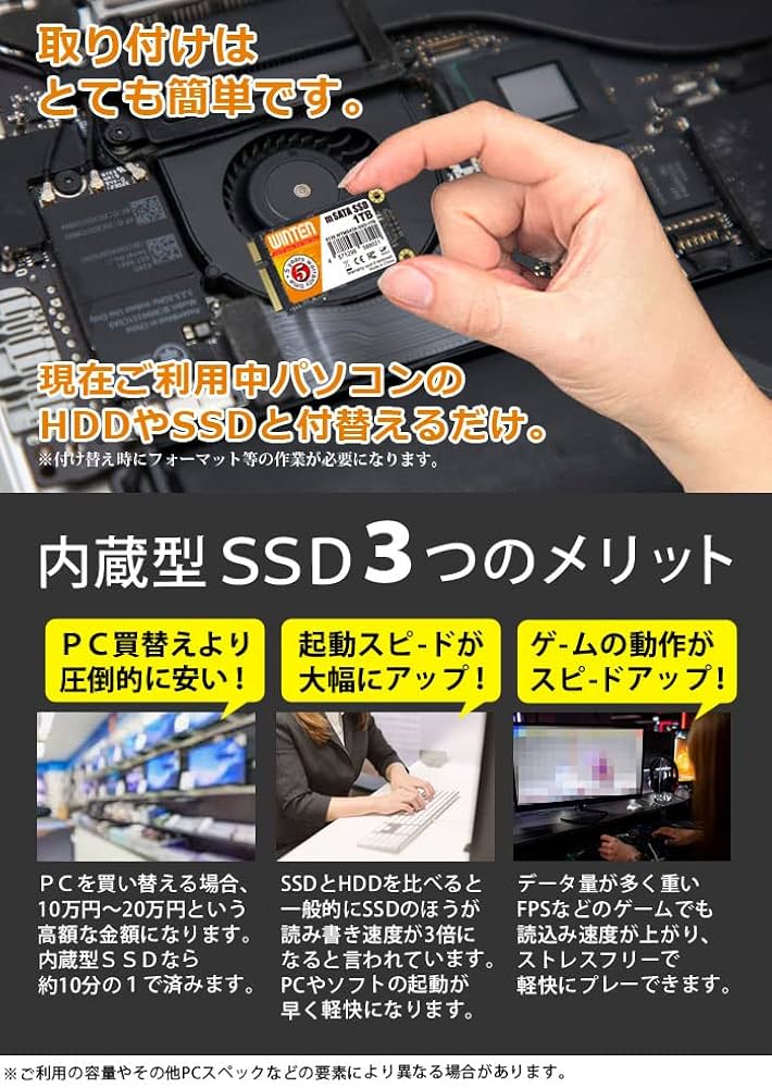 Amazon.co.jp: WINTEN 内蔵 SSD 128GB mSATA 3D NAND SATA3 6Gb