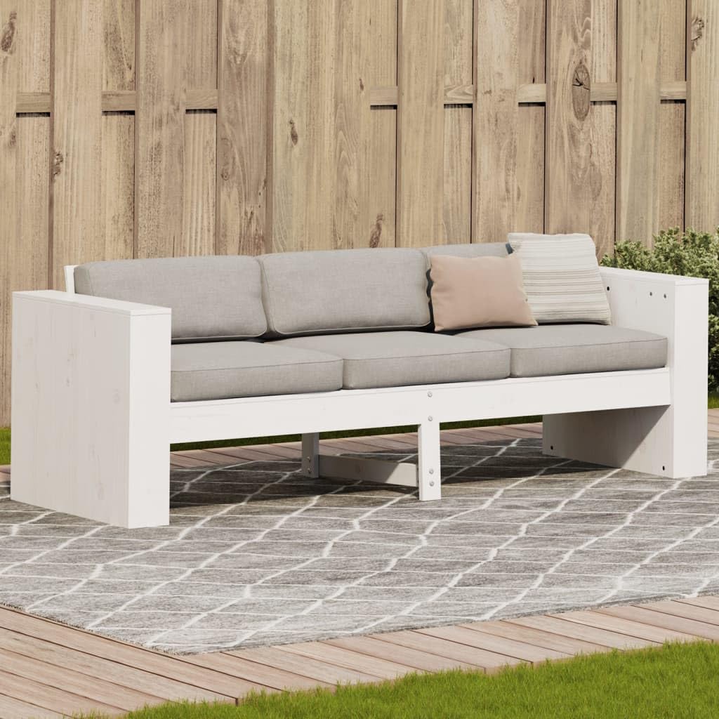 vidaXL Canapé de Jardin 3 Places Blanc 189x60x62 cm Bois de pin Massif