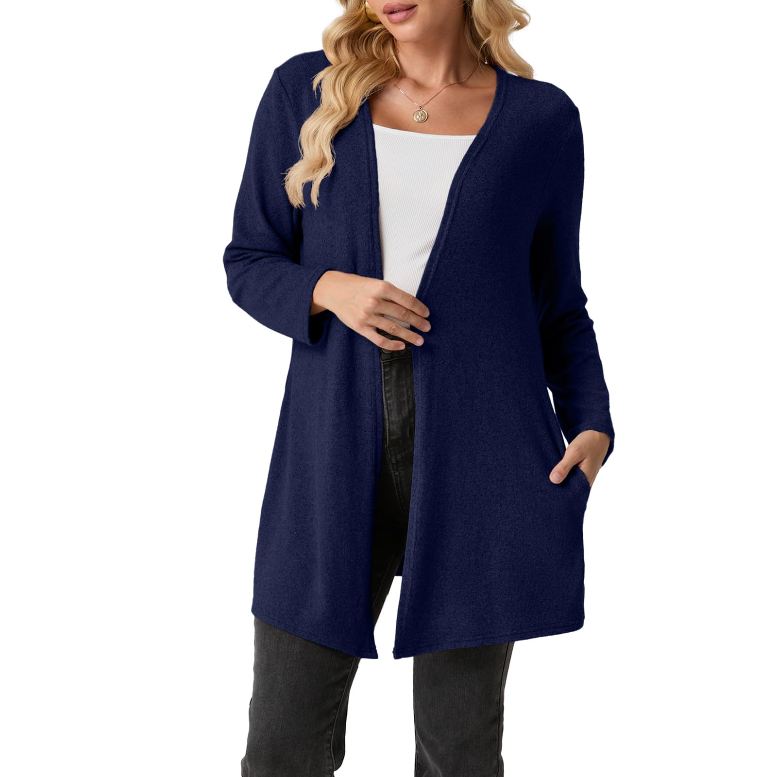Cardigans Sweaters for Women Lightweight Long Sleeve Open Front Casual Fall Winters Cardigan with Pockets (S-3XL)
