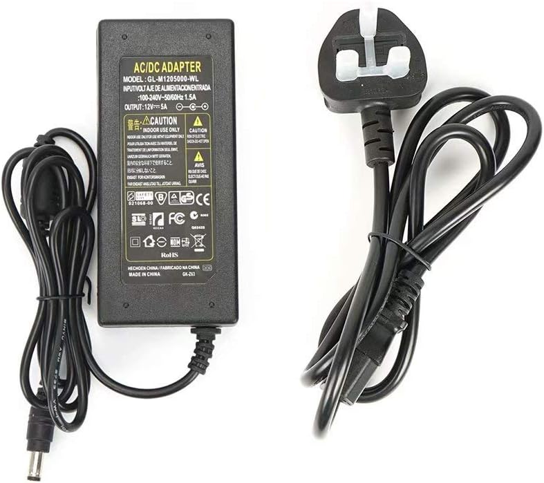 12V 5A 60W Power Supply Adapter,AC100-240V to DC12V Power Adapter Charger Transformer for LED Light Strip,CCTV Camera