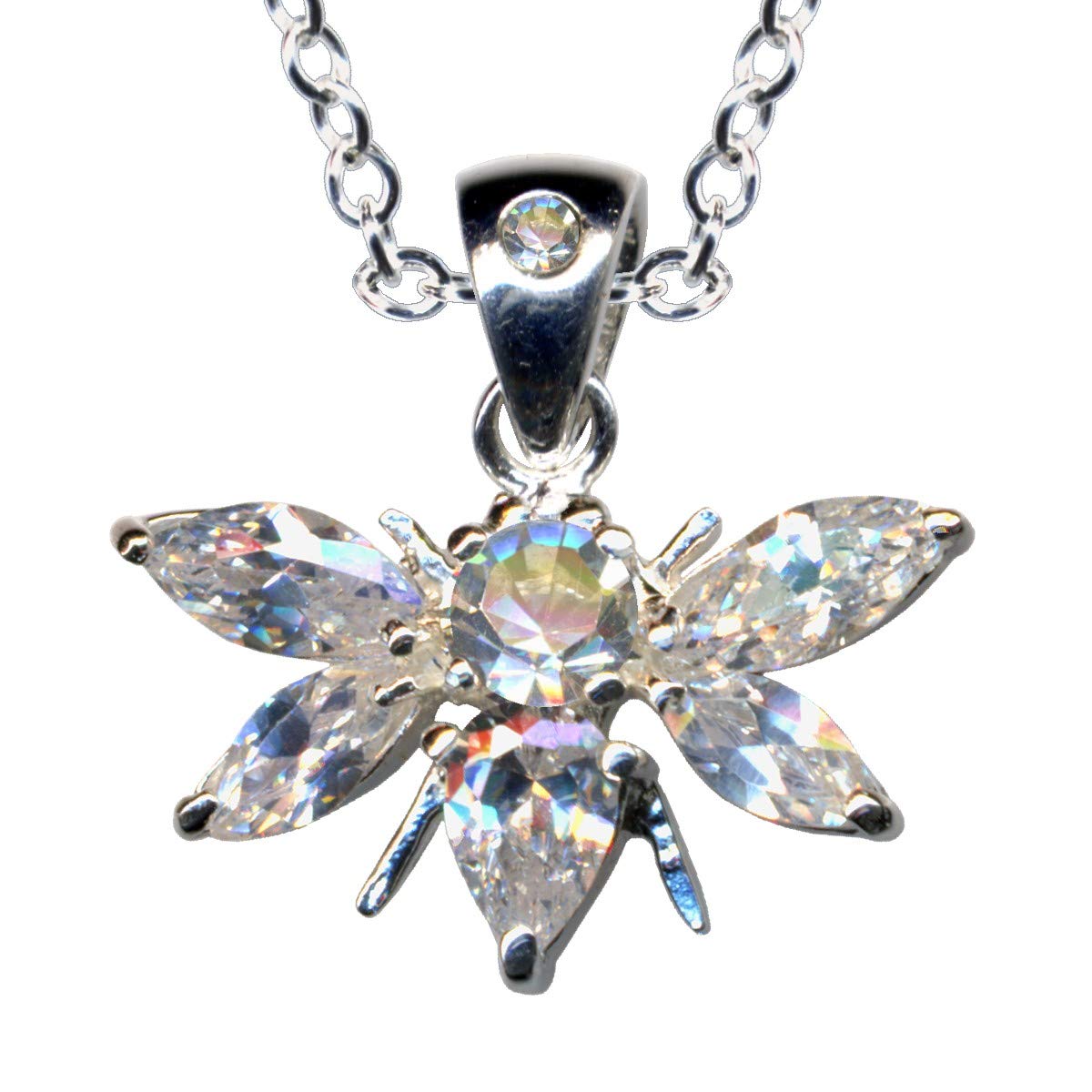 Collana + ciondolo a forma di ape, in vero argento Sterling 925, con zirconi, ciondolo per collana con amore, fede, speranza, emozione, simbolo di stile, oggetto stravagante, bello e alla moda