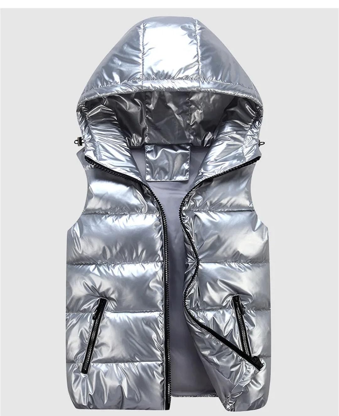 Gilet da uomo in cotone leggero con cerniera casual gilet con cappuccio senza maniche parka gilet