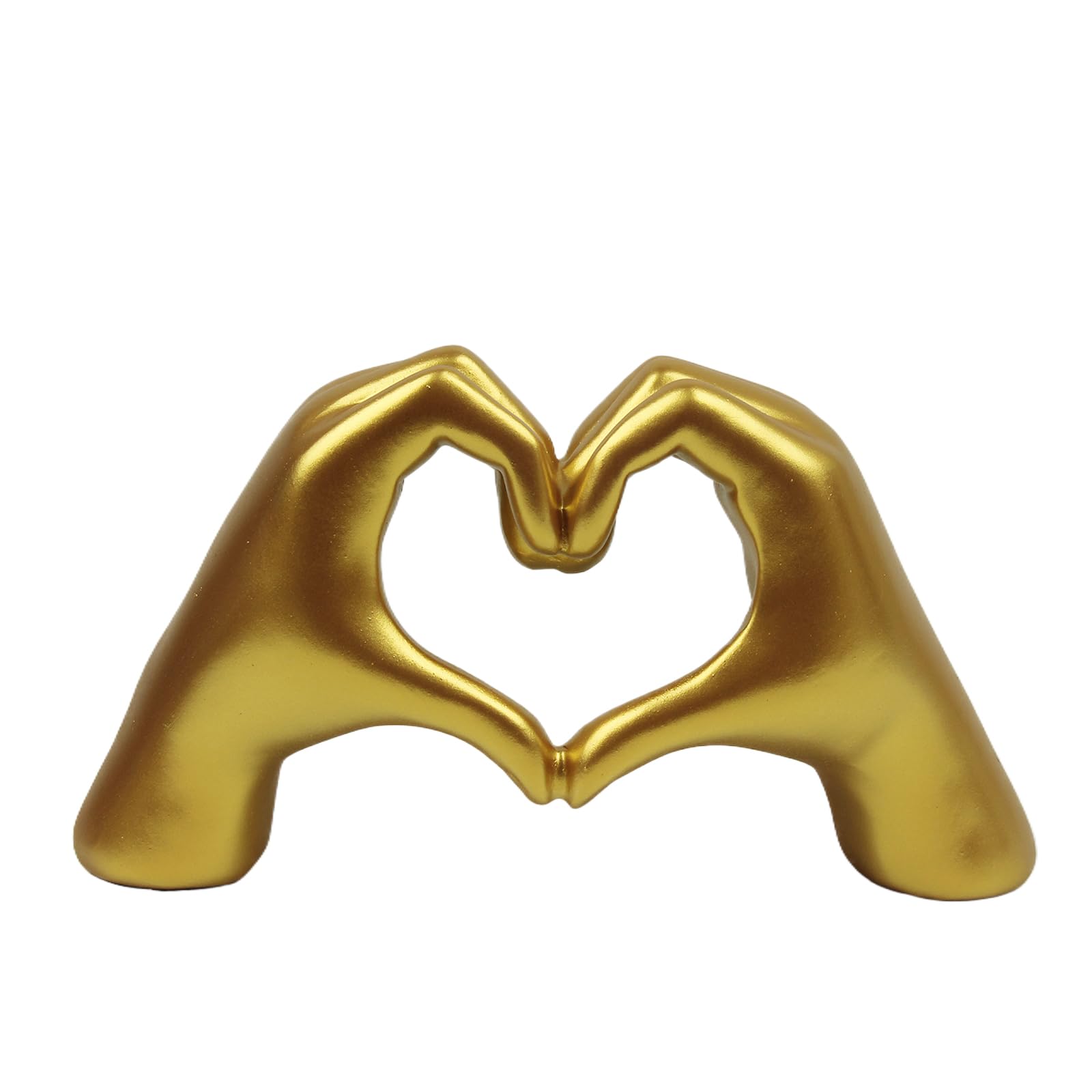 Suerhatcon Figura decorativa de gestos de mano dorada, escultura de gesto de corazón, adornos de arte abstracto moderno para sala de estar oficina estantería de mesa