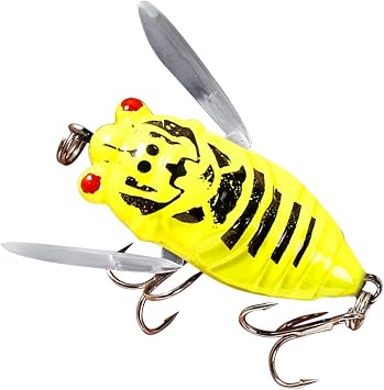 Yellow Cicada Fishing Catcher - Freshwater Attractant Lures, Bass Fish Baits | Fishing Supplies Strong Hook Reusable Swim Baits for Lake Pond, Fish Tackle Realistic Cicada Shaped Lures