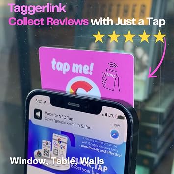 NFC Google Review Tap Card Reusable Phone Table/Window Tap Plate Sticker Boost 5-Star Ratings No App Needed 3-Pack (Google Tap Tag (Candy Pop Red)
