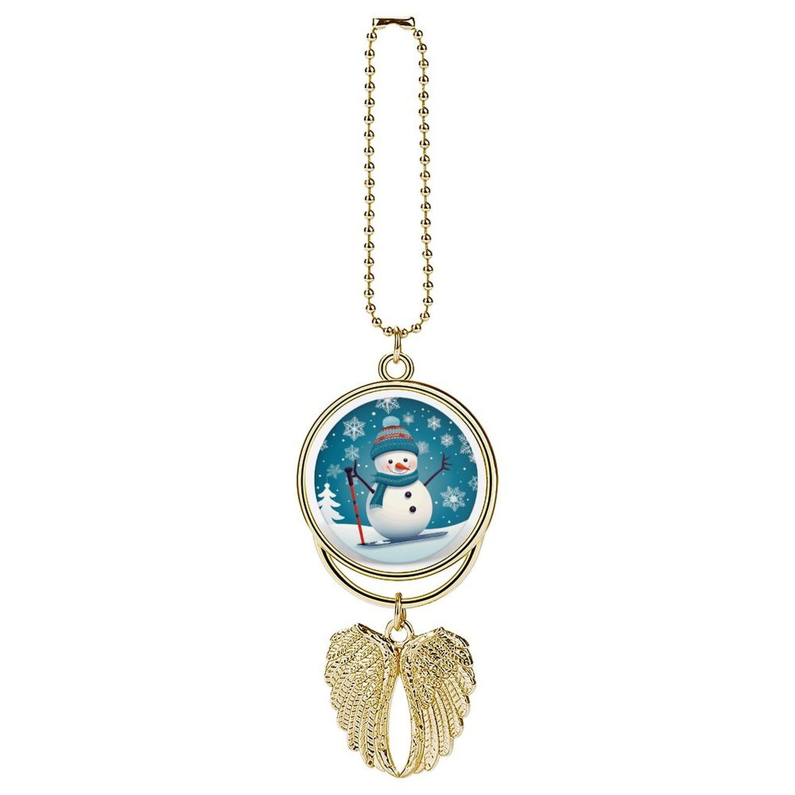 Lovely Christmas Cartoon Skiing Snowman Snowflake Car Pendant Hanging Swing Auto Rear View Mirror Hanging Car Rear View Mirror Charm Truck Hanger Ornament Charm for Car Rear View Mirrors Accessories