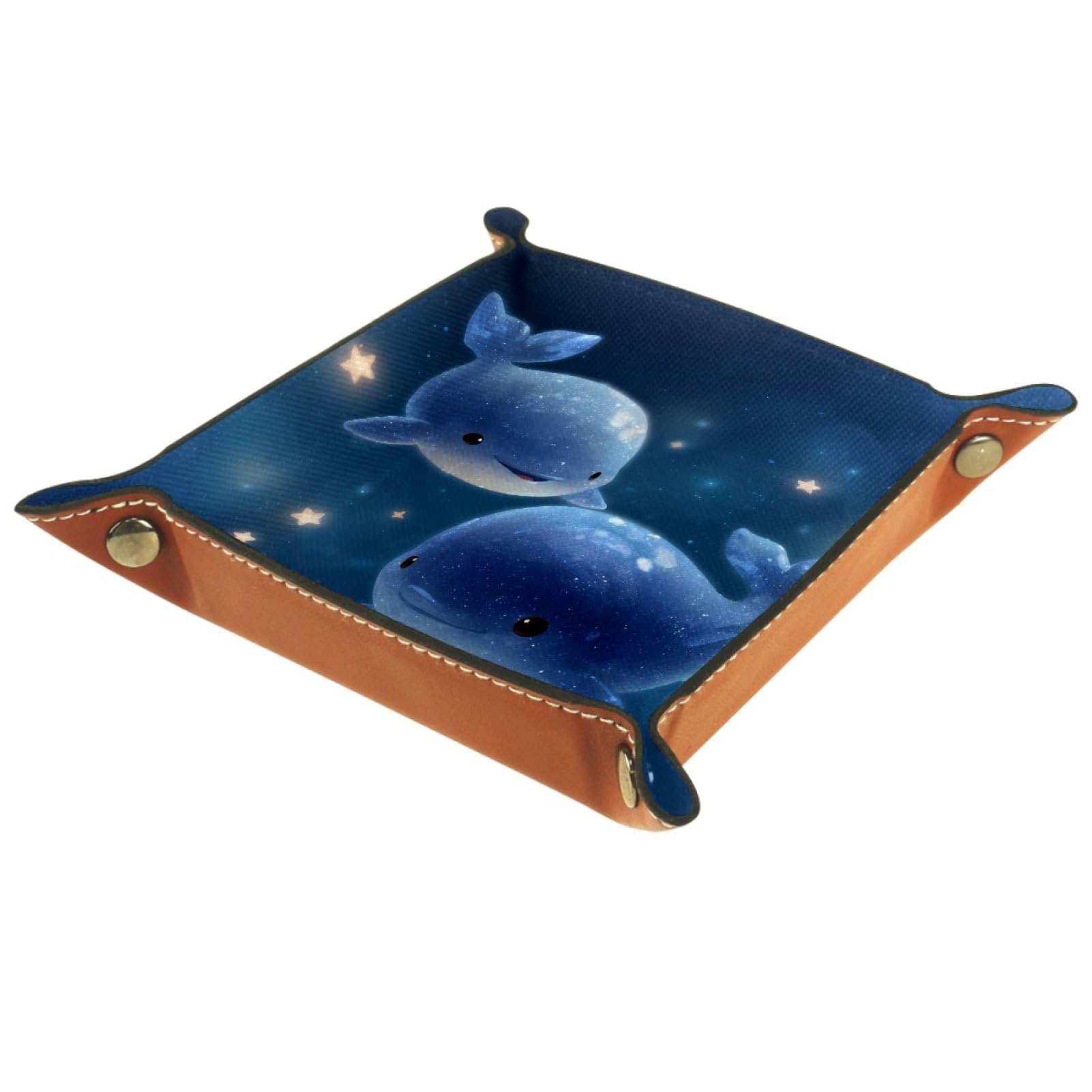 VAPOKF Cute Dolphin Portable Folding Dice Rolling Tray, Microfiber Leather Dice Holder for Dice Games Like RPG, DND and Other Table Games