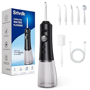 Water Dental Flosser for Teeth 300ML Cordless Oral Irrigator with 6 Replaceable Jet Tips 3 Modes Portable Rechargeable
